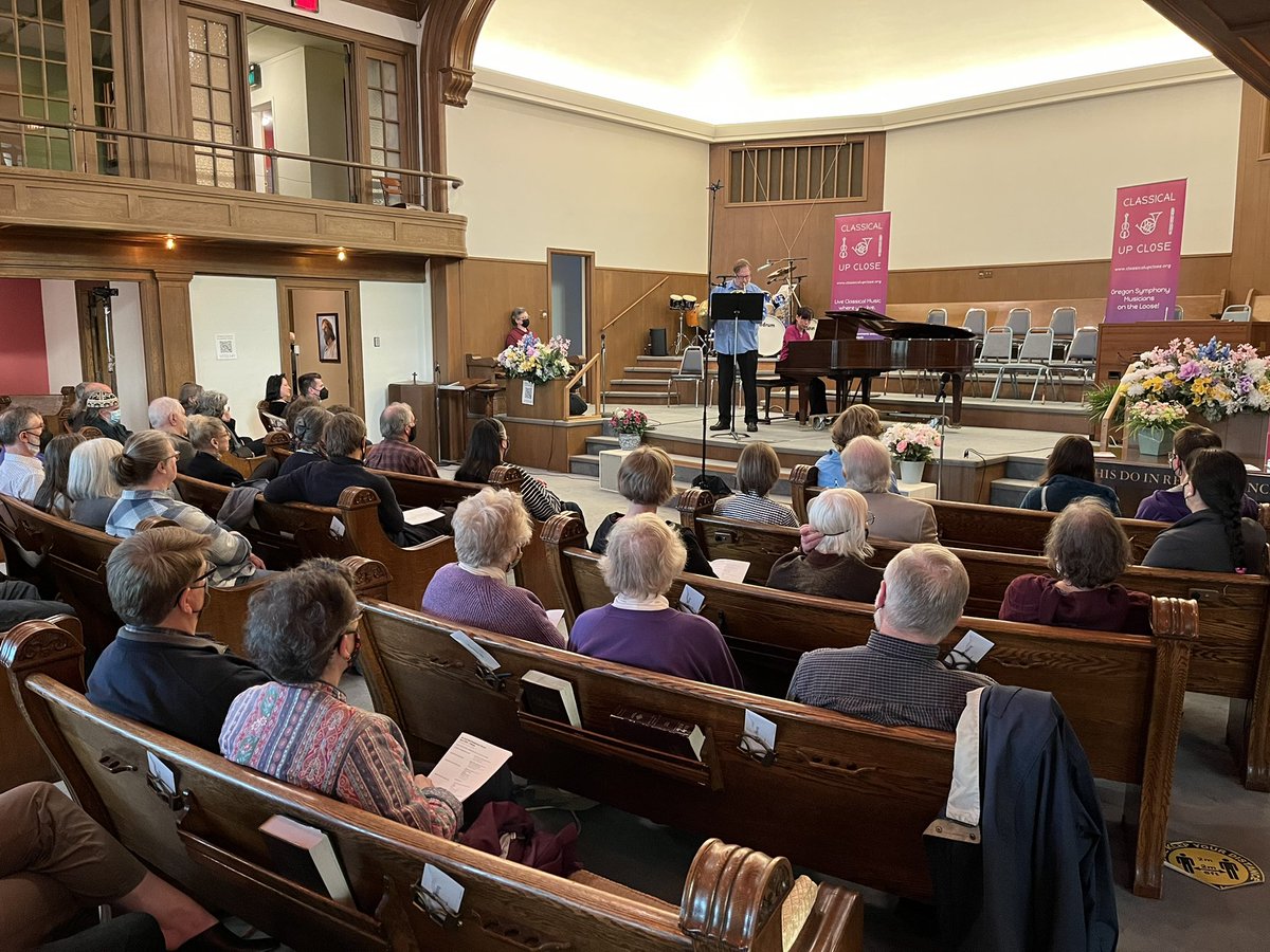 Happening now in SE Portland at Mt. Scott Park Presbyterian Church. EMMANUEL CHABRIER, Larghetto for Horn and Piano, Joseph Berger, horn and Yoko Greeney, piano. #upclosepdx #classicalupclose #freeconcert