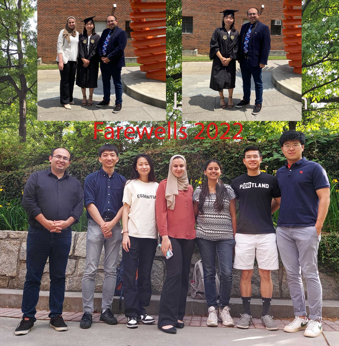 ahmetfcoskun's tweet photo. One of the best parts of being an educator is the farewells to happy students while moving to their next chapters. Jeongjin (BS alum, now to UCLA), Mythreye (MS alum, now to Cedars-Sinai Computational Medicine), and Mayar (PhD candidate, soon to interning at Calico Labs), 2022... https://t.co/zZ1bEoL4ce