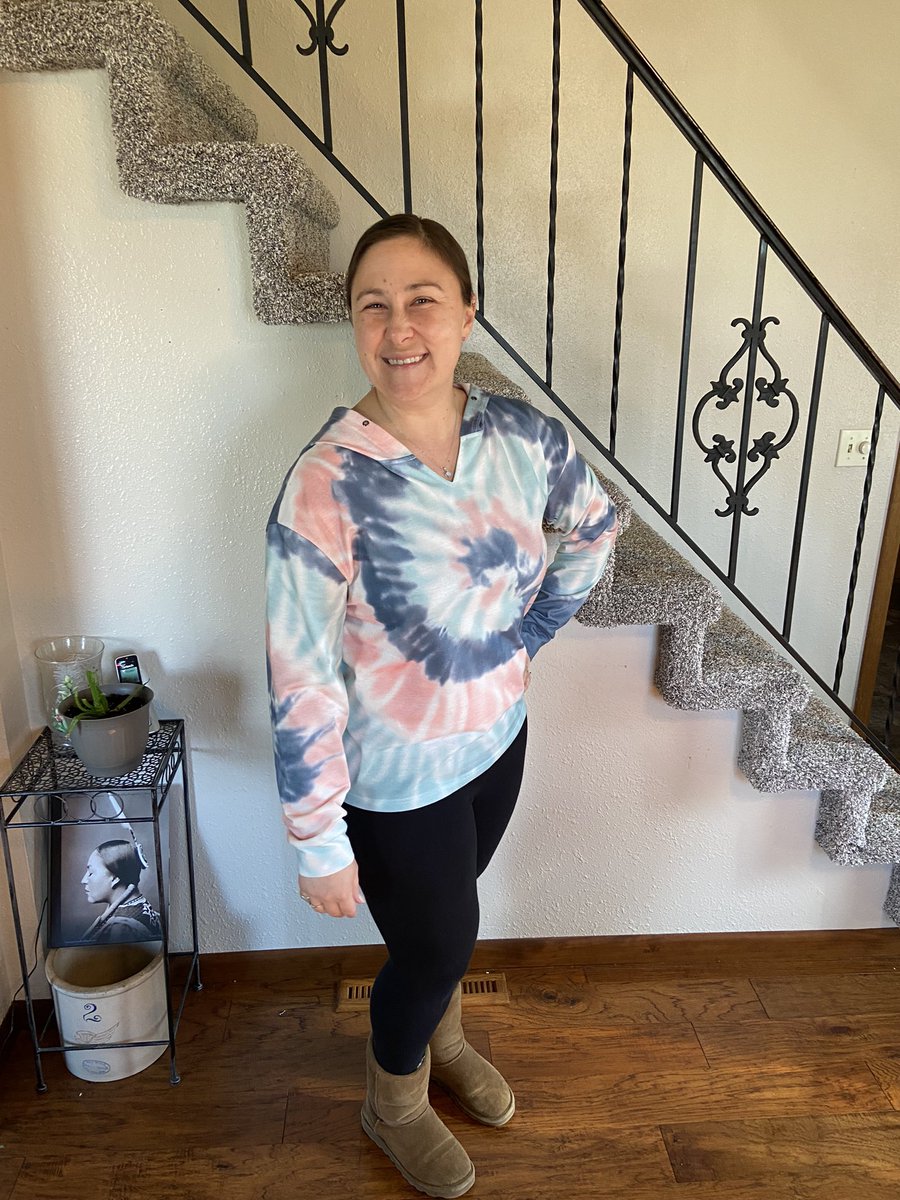Day 3 of Styled by a Child for <a href="/NDWomensNetwork/">ND Women's Network</a> - daughter dressed me like her: hoodie, leggings, fuzzy boots, hair clip. Donate here: secure.givelively.org//donate/north-…