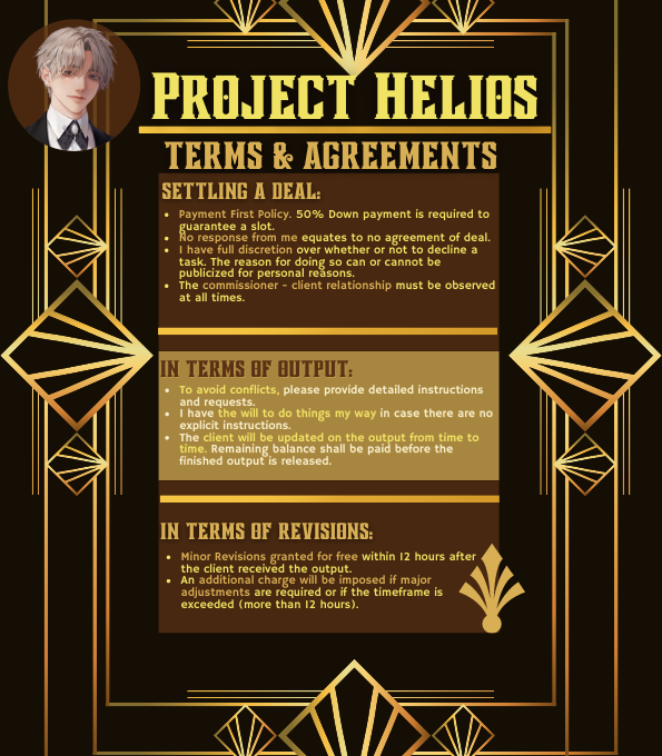 𝕻𝖗𝖔𝖏𝖊𝖈𝖙 𝕳𝖊𝖑𝖎𝖔𝖘 𝖗𝖊𝖇𝖗𝖆𝖓𝖉𝖘 𝖆𝖓𝖉 𝖎𝖓𝖛𝖎𝖙𝖊𝖘 𝖞𝖔𝖚 𝖔𝖓𝖈𝖊 𝖆𝖌𝖆𝖎𝖓 𝖙𝖔 𝖆𝖛𝖆𝖎𝖑 𝖍𝖎𝖘 𝖘𝖊𝖗𝖛𝖎𝖈𝖊𝖘! 🍾🎆

Gatsby, Gatsby, Gatsby! Another day to make real progress! Helios accepts commissions at any time. It is, indeed, time to celebrate! 🥂👯