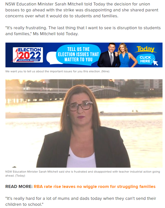 Helen Dalton MP (@helendalton22) on Twitter photo NSW Education Minister condemns the <a href="/TeachersFed/">Teachers Federation</a> strike because she doesn't want to see "disruption to students".
But students at Griffith's high school miss up to 400 classes every term due to a chronic teacher shortage the Minister refuses to address.
#morethanthanks NSW Education Minister condemns the <a href="/TeachersFed/">Teachers Federation</a> strike because she doesn't want to see "disruption to students".
But students at Griffith's high school miss up to 400 classes every term due to a chronic teacher shortage the Minister refuses to address.
#morethanthanks