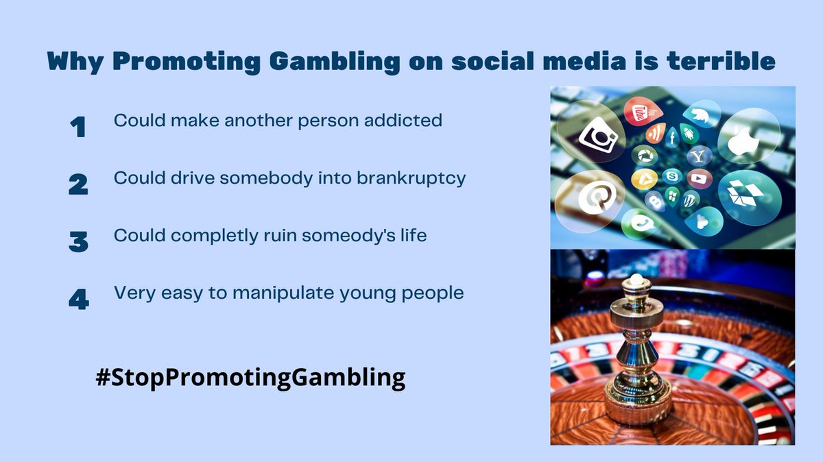 StopProGambling's tweet image. These are some reasons as to why Promoting Gambling on all social media platforms is a terrible thing to do #StopPromotingGambling #SlssEng2d