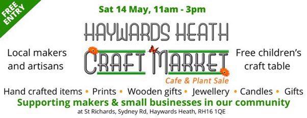 On Sat 14 May we are hosting the #HaywardsHeath #CraftMarket Great opportunity to buy plants &amp; quality gifts from local #makers. #popupcafe with delicious cakes/treats
#shoplocal <a href="/HHTCNews/">@hhtcnews</a> <a href="/HaywardsHthDFC/">Dementia Friendly Haywards Heath</a> 
#communityevent 
#makersmarket #lindfield #BurgessHill #sussex #FreeEvent