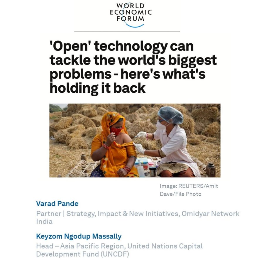 Check out this @wef piece by @KeyzomN & @Varad_Pande which highlights the three crucial steps needed to deliver on the promise of 'open' tech for citizen-centric service delivery. -> bit.ly/3kxtkxH #DPIs #DPGs #ODEs