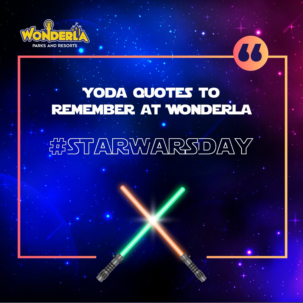 Wonder_La's tweet photo. Be one with the thrill of the rides you must, young jedi knights of Wonderla. Happy #StarWarsDay! #MayTheFourthBeWithYou
#Wonderla #StarWars #4thmay #WonderlaKochi #WonderlaHyderabad #WonderlaBangalore #WonderlaParks #WonderlaRides #AmusementParks #AmusementRides https://t.co/vWsLJoEi7y