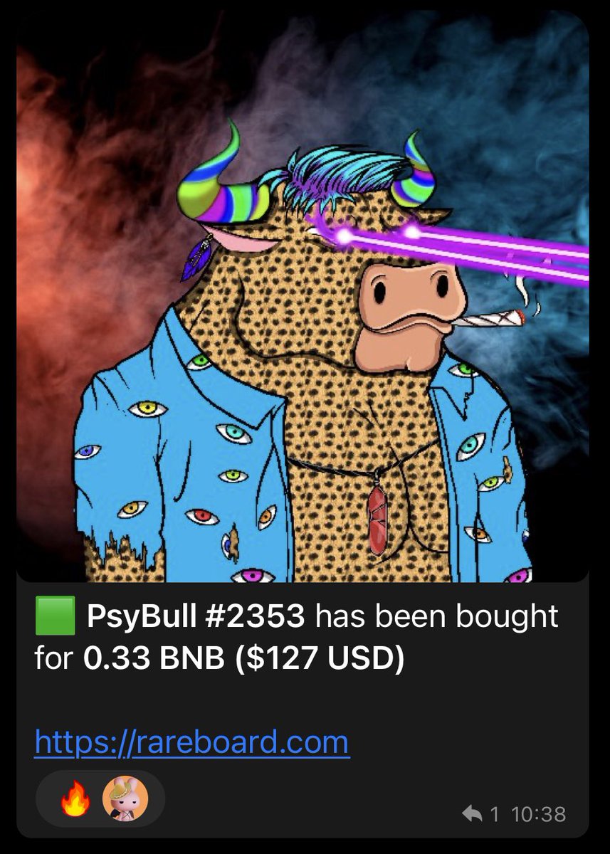 PSYBULLS_NFT's tweet image. Bull was minted for 0.04 BNB and flipped for 0.33 BNB. That’s an 8x! 🚀
 
Less than 600 bulls remaining to be minted, did you get yours yet ? 👀  
 
#NFTCommunity #NFTs #nftart #BNB #BSCGems #StrongerTogetherAlliance #WHAT_THE_FCK_BIGHIT