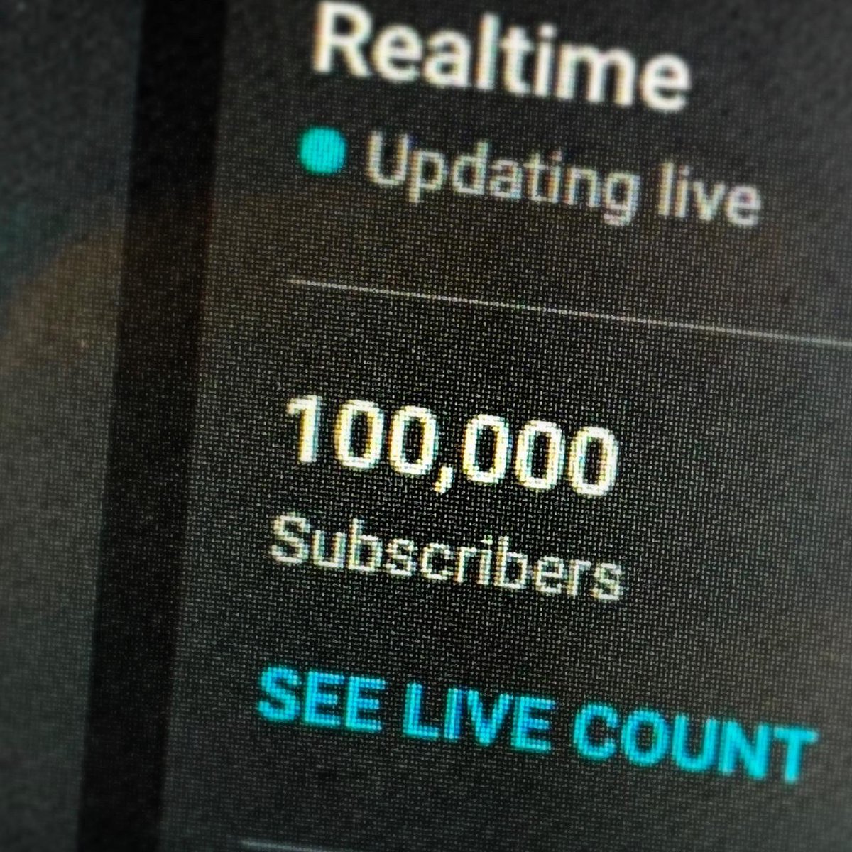 100,000  subscriber Realtime live count as it happened