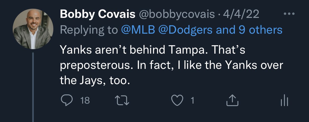 bobbycovais's tweet photo. @BlueJays I got shit on for this one. 🤣  #RepBX https://t.co/gBqbzpIRAY