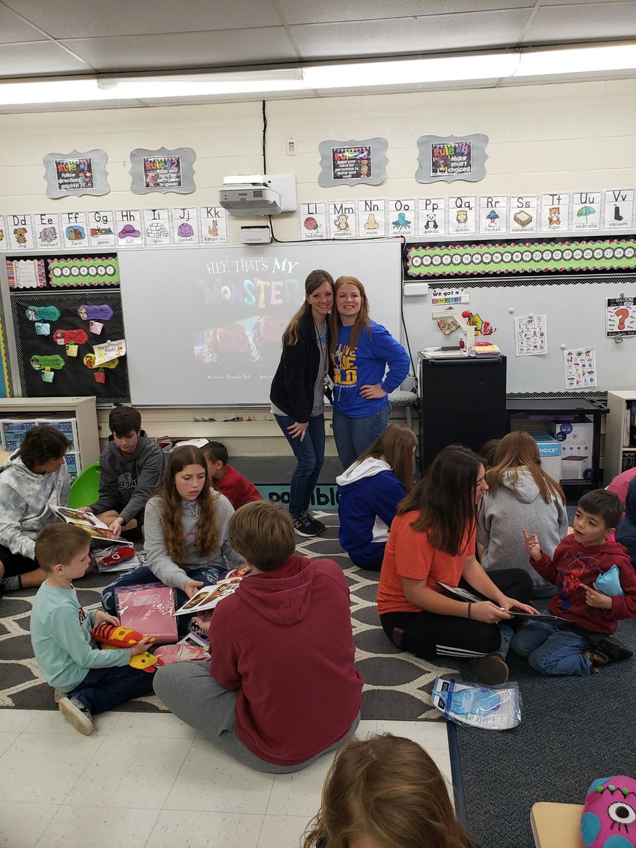 A great morning spent with our 1st grade buddies. “How I Met My Monster” a collaborative project, providing the perfect opportunity to read, write and create! Big and little bombers alike loved this project! 💛💙 <a href="/laurabethbaker/">Mrs. Baker's Class</a> <a href="/DanaJoBrown/">Dr. Dana Brown</a> <a href="/Dr_JakeLong/">Jake Long</a> <a href="/KyleMcCarn/">Kyle McCarn</a>