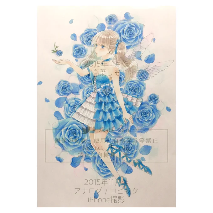 【過去絵投稿】自主制作その32015年⑴高校最後の冬に描いた思い出⑵花とドレスにハマり始めた絵⑶雑誌の挿絵に描いた趣味絵#shisoART 