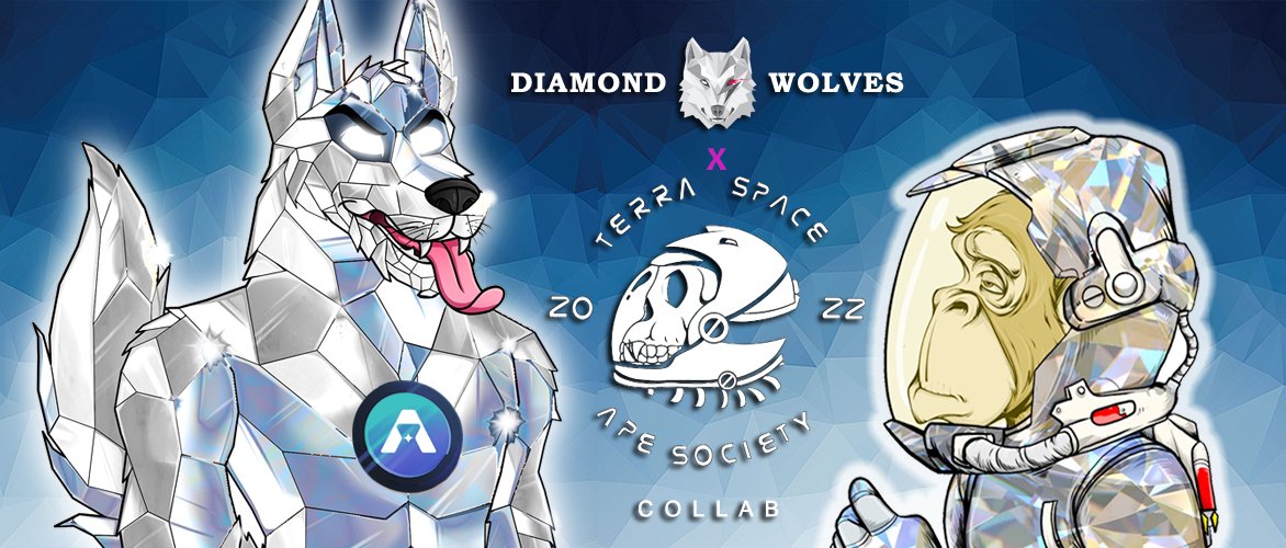 We’ve partnered with TERRA SPACE APE SOCIETY
#NTFs #TerraNFTs #NFTCommuntiy #LUNAtics 

Here's how to get on the WL 👇

1️⃣ ❤️ + 🔁
2️⃣ Follow  @terra_spaceapes + <a href="/diamond_wolves_/">Diamond Wolves 💎🐺 | Genesis Wolves 🌖</a>
3️⃣ Bonus Points - tell us one thing you know about 
<a href="/astroport_fi/">Astroport ✦</a> protocol
 
Winners chosen in 48hrs