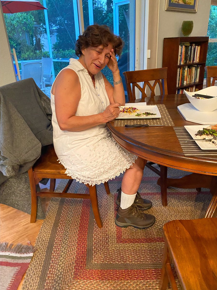 minaowl's tweet photo. my mom breaking in her hiking boots is sooo cute https://t.co/rPiF1xc45i