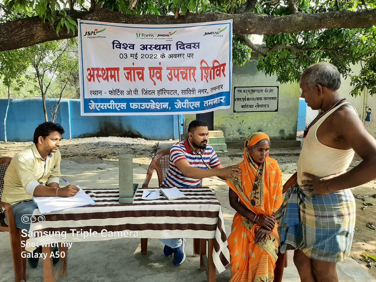 JindalFndn's tweet photo. On #WorldAsthmaDay free  medical check up and treatment camps organised by OP Jindal Hospital and Research Centre (OPJHRC), Tamnar for the Community at large living in Tamnar, Raigarh.

#WeCare

@JSPLCorporate @shallujindal20 https://t.co/ZcvtPUPz2i