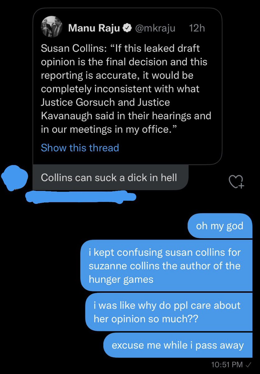 all this talk about roe v. wade and i legitimately couldn’t figure out WHY ppl cared so much about the opinion of a young adult dystopian author??