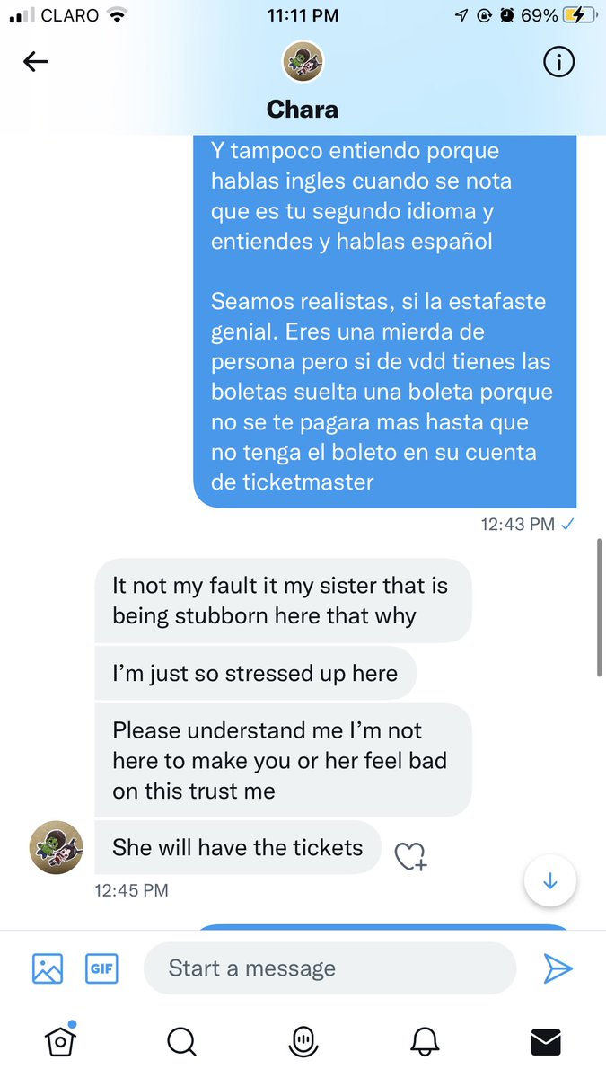 NessaHaz's tweet photo. My fellow Army/stay @Andrea_araq  just got scammed for 500 dollars for a SKZ ticket to the ATL concert. DO NOT BUY FROM THIS USER, she is selling to Chicago, Newark and Altanta and it’s fake.  @/chara_step This is me messaging her because i also wanted a ticket. @skzlatamproject https://t.co/rGN4wQ6FZh