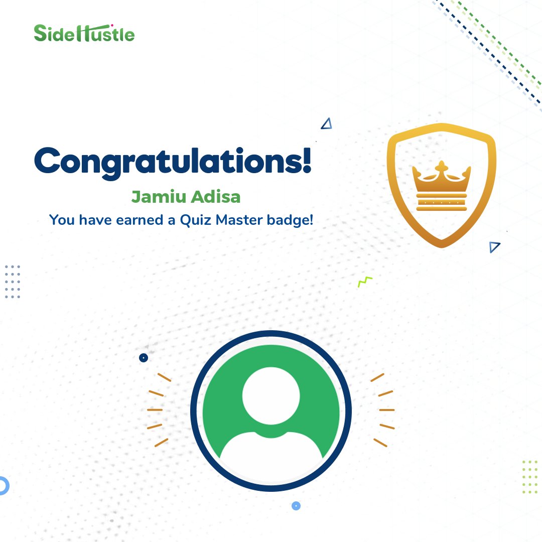 adekunlebiodun1's tweet photo. Got a 100/100 in my graphics design quiz today. Also, earned a quiz master, while designing great graphics as well.

Thank you @NgSidehustle for this opportunity. 4 weeks hands-on training and I'm designing like a pro already...
#Side Hustle Internship 
#practice https://t.co/ikHuFj3DyA