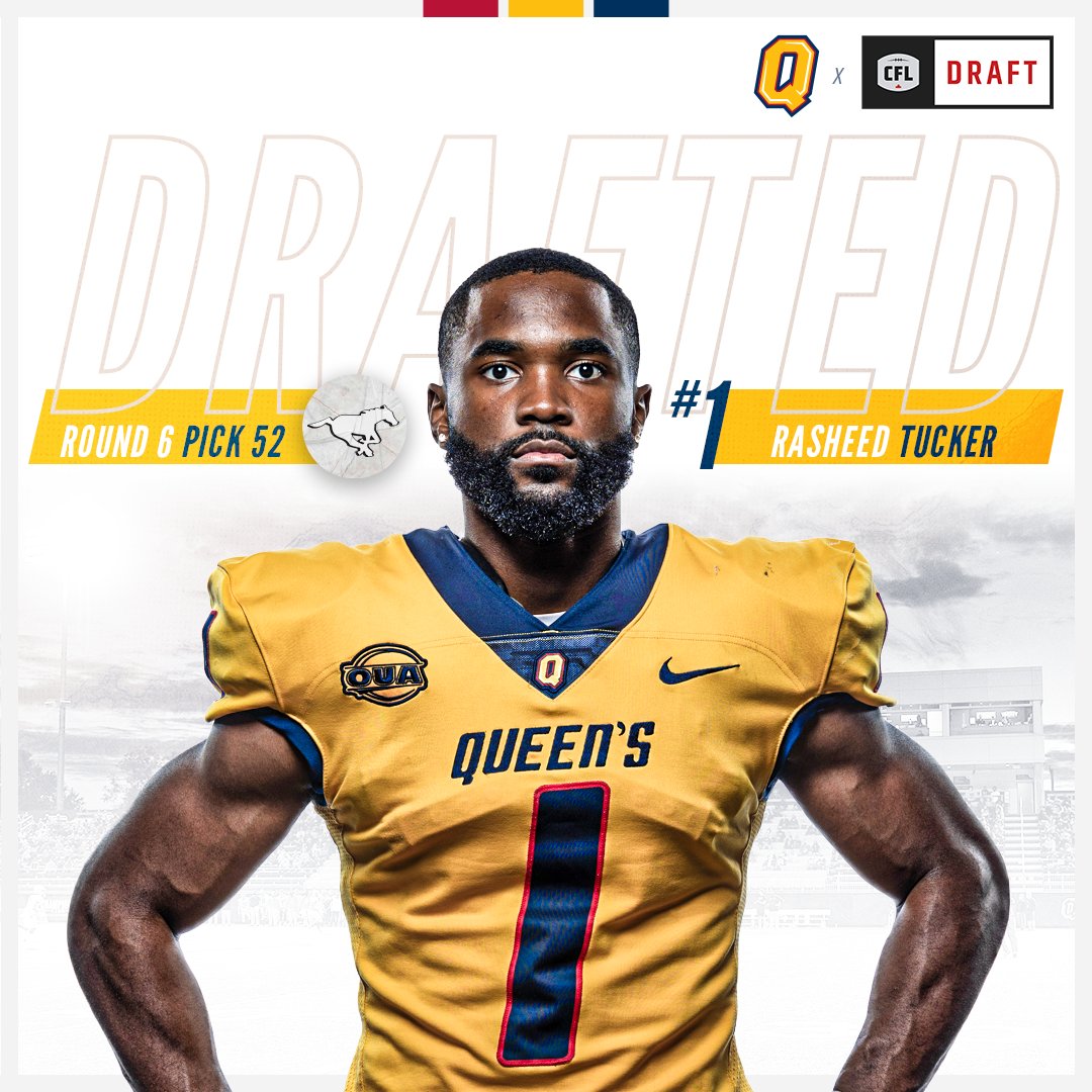 queensgaels's tweet photo. Rasheed is on his way to Cowtown too! 🐎

Rasheed Tucker has been selected 52nd overall by the Calgary Stampeders in the #CFLDraft!

#ChaGheill | #GoGaelsGo | #LeadTheWay | @Queens_Football https://t.co/laMUSY7pR6