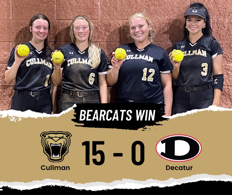 CullmanSoftball's tweet photo. @CullmanSoftball extends their season with a WIN over Decatur.  The Bearcats will play at 4:00 on Thursday in Hartselle.  @kthall54 @CullmanCats @CullmanTribune @winfreyjake @sdavis422 @carlie_burnham @taylorbau7 @EmmaClairewils2 @Bmorton34 https://t.co/YaKvnqV04E