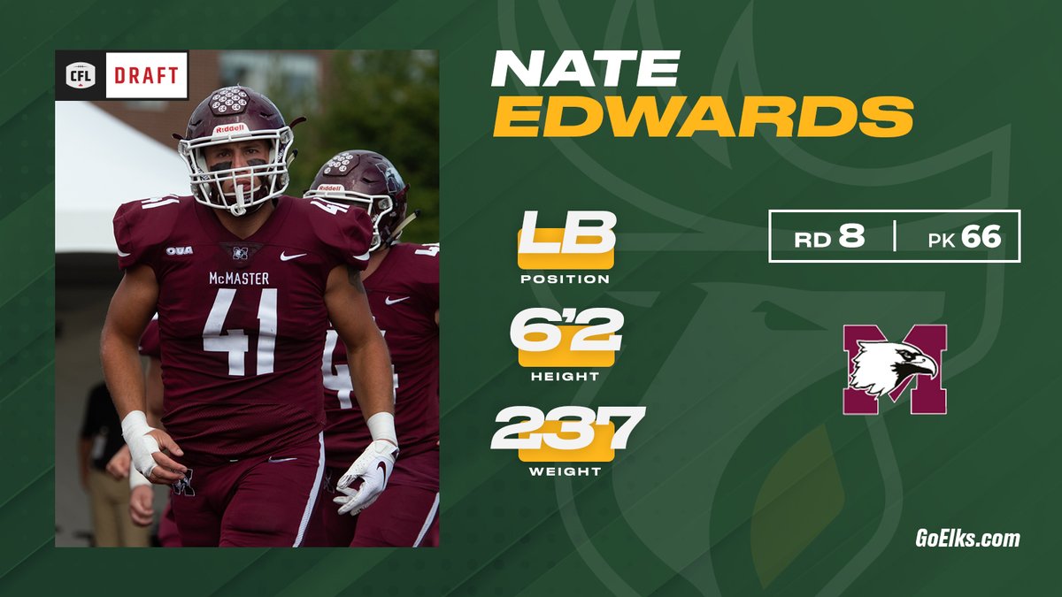We cap it off with pick No. 66!

ɴᴀᴛᴇ ᴇᴅᴡᴀʀᴅꜱ via <a href="/McMasterSports/">McMaster Marauders</a>

#GoElks #CFLDraft