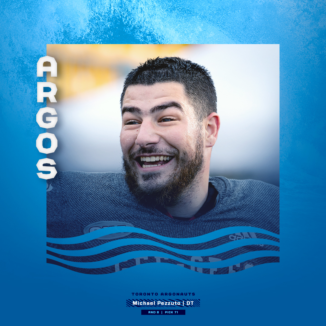 The pick is in... Welcome to the Argos, <a href="/pezzuto20/">pezzuto🇮🇹</a>!

#PullTogether | #CFLDraft