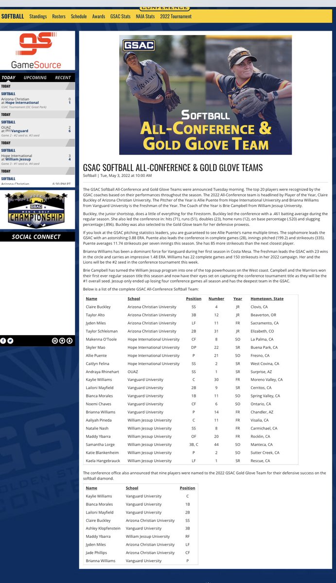 So let me get this straight... <a href="/VULions/">Vanguard Lions</a> female newcomer of the year, <a href="/gsacsports/">GSAC</a> freshman of the year, all-conference, and gold glove team!!  Not surprised at all! Way to kill it Bri Bri!!Proud of you kid! <a href="/briiwillliamss/">bri</a>