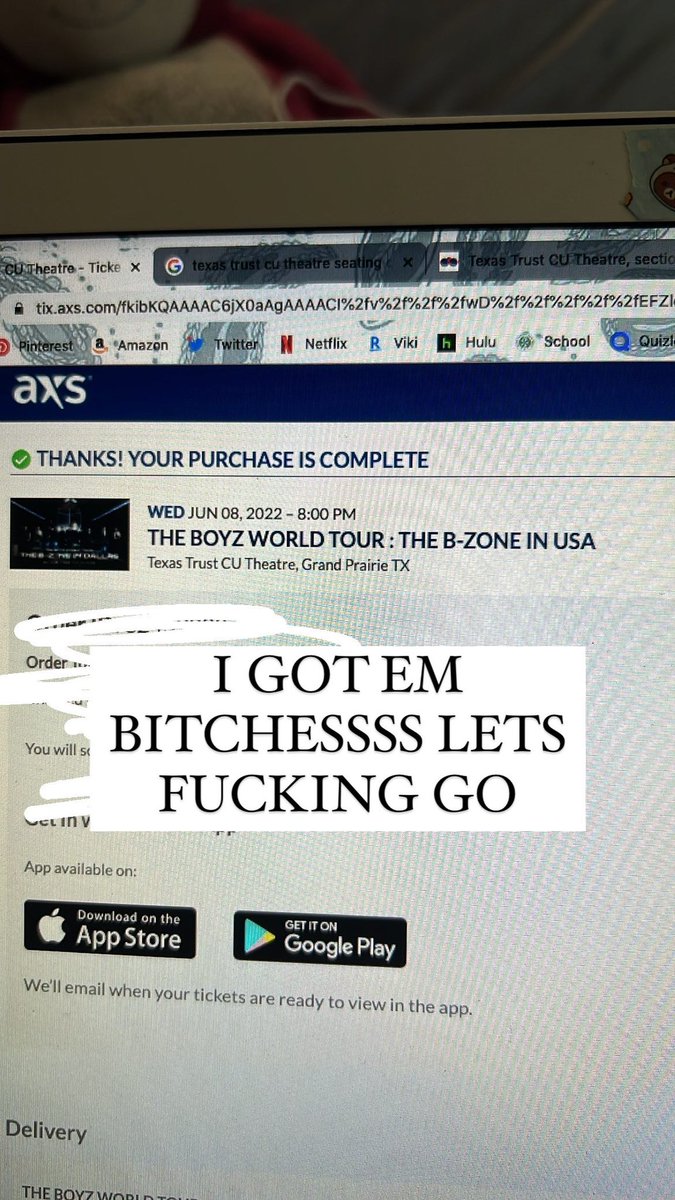 juyeonluvb0t's tweet photo. I GOT P1 TICKETS FOR THE BOYZ IM SO GRATEFUL I GOT THEM AHHHHH @WE_THE_BOYZ @IST_THEBOYZ  #THEBOYZUSATOUR #THEBOYZinDALLAS #THEBOYZ #tbz https://t.co/MugpNAbq5Q