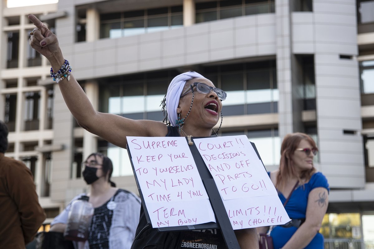 Demonstrators gathered in Las Vegas on Tuesday to protest an expected Supreme Court order striking down Roe v. Wade.

<a href="/DanJClarkPhoto/">Daniel James Clark</a> captured the scene: facebook.com/media/set/?set…
