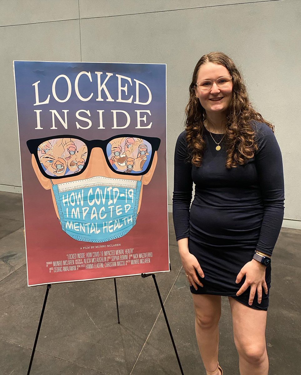 MunroMcLaren's tweet photo. “Locked Inside: How Covid-19 Impacted Mental Health” premiered tonight! It’s fitting that it debuted during Mental Health Awareness Month! Thank you to everyone who has supported me these last four years! ❤️❤️

#studentfilm #filmmaking #mentalhealth #MentalHealthAwarenessMonth https://t.co/DU643Sq1Em