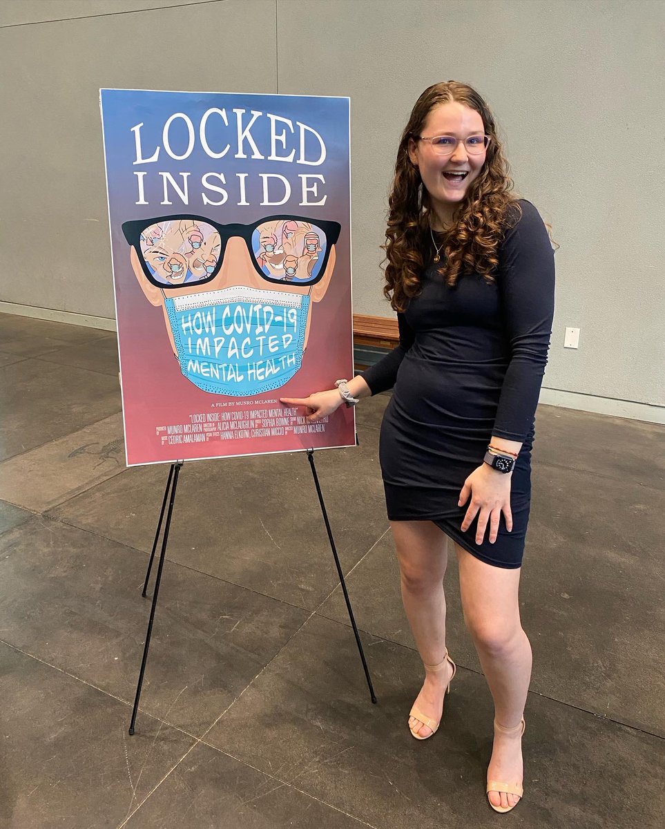 MunroMcLaren's tweet photo. “Locked Inside: How Covid-19 Impacted Mental Health” premiered tonight! It’s fitting that it debuted during Mental Health Awareness Month! Thank you to everyone who has supported me these last four years! ❤️❤️

#studentfilm #filmmaking #mentalhealth #MentalHealthAwarenessMonth https://t.co/DU643Sq1Em