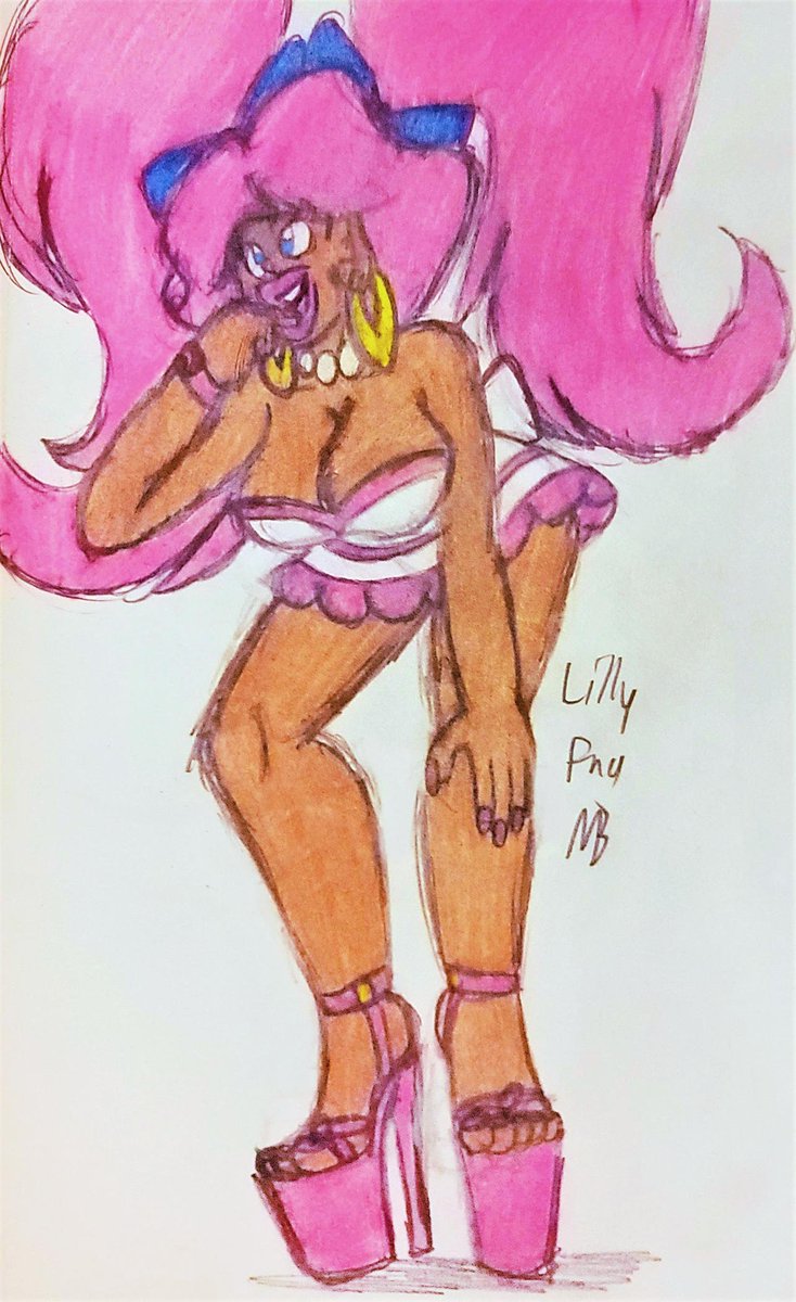 Some pics of my pink girl, Lillian Bellerose; for those unaware, she's a flighty goofball lady who is paradoxically a super genius. Very pink, bubbly, and flighty; loves fashion and stuff like that #artist #ArtistOnTwitter #originalcharacters
