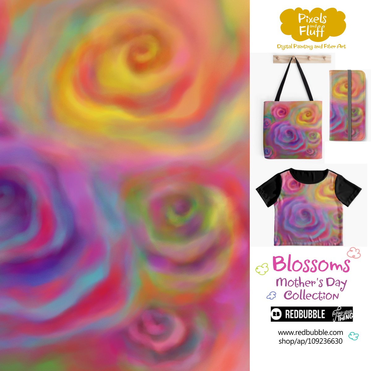 "Blossoms" #mothersday #mothersdaygift#mondaymotivation #love#mum#digitalpainting #digitalartist#redbubbleartist #redbubble #colorfulart #dreamy