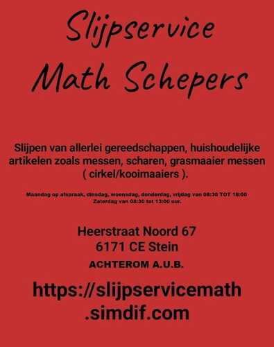 MJSchepers2's tweet image. Slijpservice Math, uw slijper voor al uw te slijpen spullen. 0616871534 veiligenschoon.nl KBO Leden op vertoon pasje 10% korting.