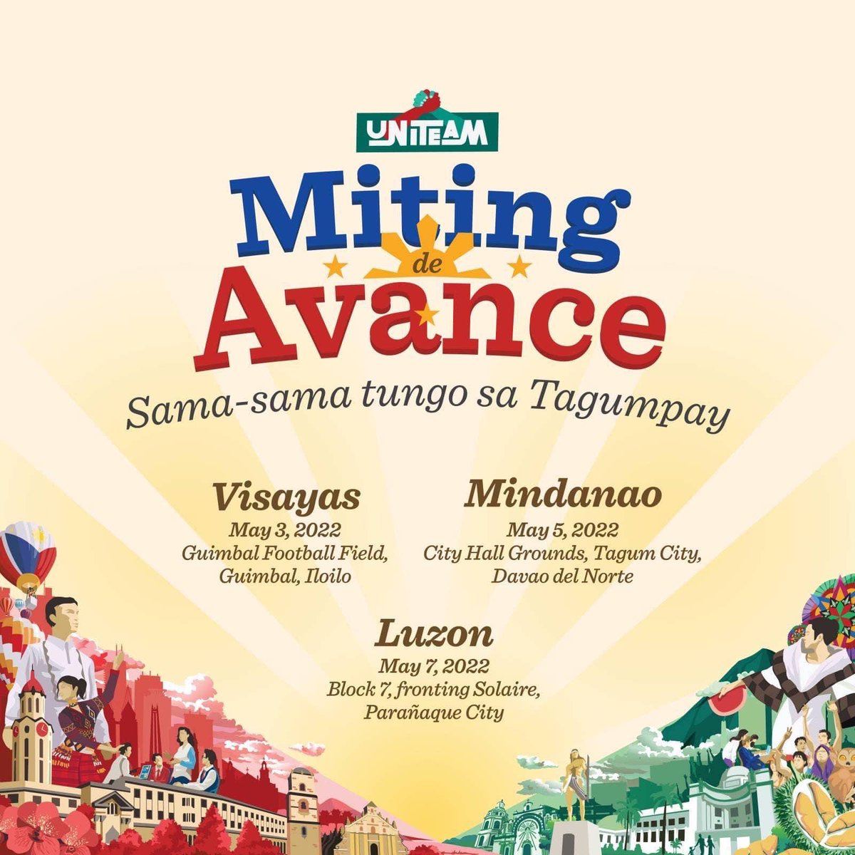 mike_defensorQC's tweet photo. Abangan ang susunod na Uniteam Miting de Avance sa:

MINDANAO
May 5, 2022
City Hall Grounds, Tagum City
Davao del Norte

LUZON
May 7, 2022
Block 7, fronting Solaire,
Parañaque City

#mikedefensor
#mikedefensor2022
#4QCMayorMikeDefensor
#BBMSara2022
#BBMSARAUniteam https://t.co/qweAvQw9bm