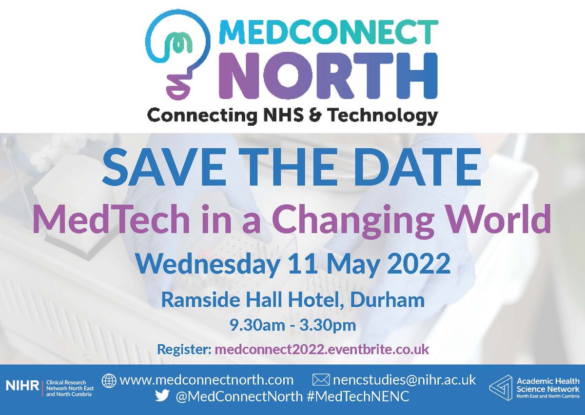 We’re teaming up with @innovlab_NE to speak at  #MedTechNENC about how we can support #MedTech companies to partner with the #NHS & develop #innovation & #research to speed up the launch of new services to improve #patientcare. 
Find out more➡️ bit.ly/3vGIdEd