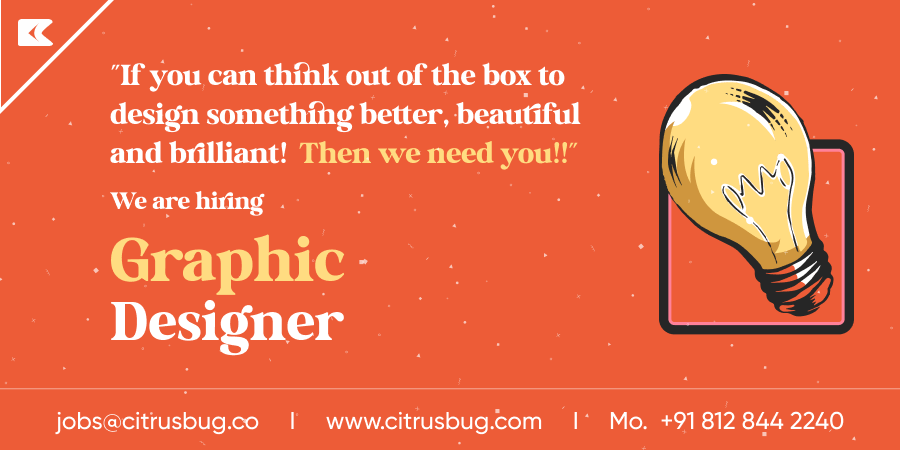 citrusbug's tweet photo. 📢 𝐇𝐢𝐫𝐢𝐧𝐠 𝐀𝐥𝐞𝐫𝐭 📢
Hello 🤝, all the Graphic designers.
@citrusbug is hiring for the position of Graphic Designer.
✅ Experience: 1+ years
✅ Share your resume at jobs@citrusbug.co (𝐈𝐭'𝐬 𝐜𝐨)
#hiring #graphicdesigner #ITJobOpening #ahmedabad https://t.co/5DyoBo1MTj
