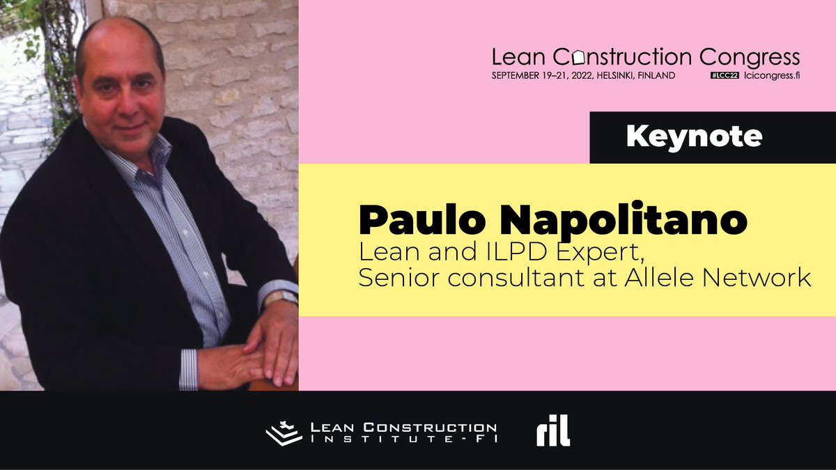 RILInsinoorit's tweet photo. We are proud to announce that Paulo Napolitano will be one of the #Lean #Construction #Congress 2022 keynotes. Visit the website https://t.co/0VFxqwYPEJ to learn more and join us! Early Bird fees are available until June 23.

#LCC22 https://t.co/ucGMv5XJUq
