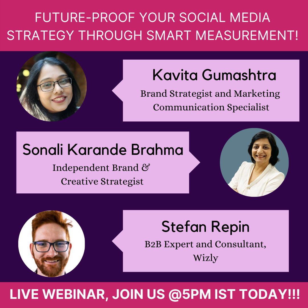 ariticdotcom's tweet photo. Our Episode #01 of #Aritic Live is happening today!
We are going to deep dive into #socialmedia performance with media experts, Sonali Brahma, Kavita G, and Stefan Repin.
Let's join this #webinar today at 5 PM IST.
Do register from here: https://t.co/vxhk6fMpLA
#webinars2022 https://t.co/VBCKrAXL6X