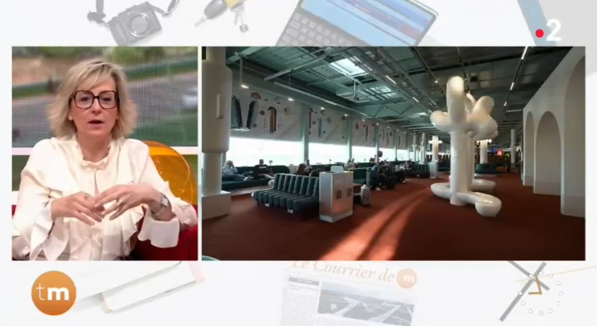 Embarquement pour <a href="/telematin/">Telematin</a> depuis le Extime Terminal 2G! <a href="/SylvieAdigard/">Adigard</a> a rencontré @DMeilichzon designer de la nouvelle salle d'embarquement qui met à l'honneur les arts décoratifs et la nouvelle marque d'hospitalité #Extime par <a href="/GroupeADP/">Groupe ADP</a>
mobile.france.tv/france-2/telem…
