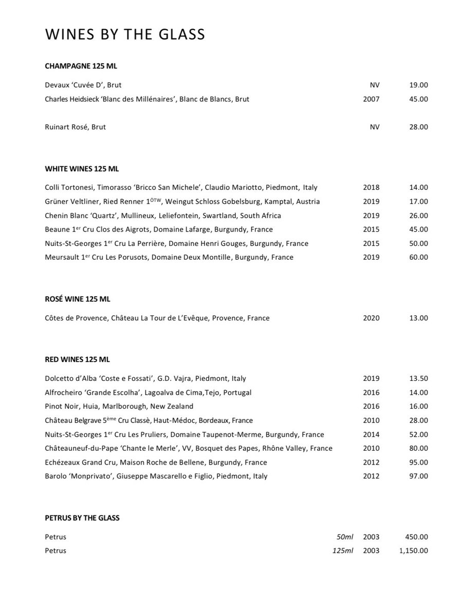 RT @jwalkermobile: Wine by the glass list for Gordon Ramsay’s Petrus in London https://t.co/zcVEX0v3jP