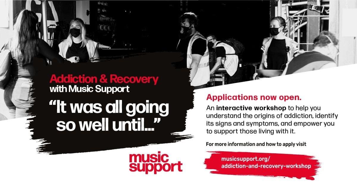 If you work in music and/or events you can apply to attend our Addiction & Recovery workshop for FREE.  A few places remain for our next session on 10th May, 10am- 2pm.  Find out more and apply here https://t.co/ECGUbFTMlA https://t.co/ansfCOS4Ar