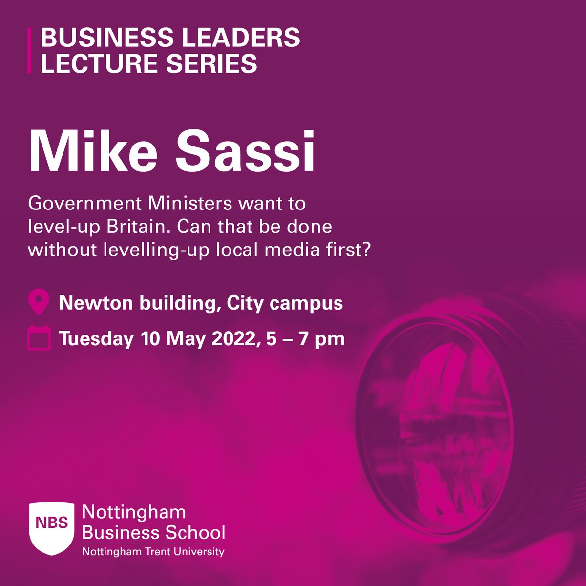 Join us to hear from Mike Sassi, as he explores the impact of local news moving online and considers whether quality local news can be made commercially viable again. Tuesday 10th May, 5pm-7pm. Book your place here: ntu.ac.uk/about-us/event… 📰