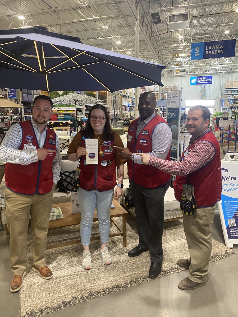 1195Lowes's tweet photo. We had a great visit from our Regional Vice President @Anthony_Battle1 and District Manager @EamonnG84 with some awesome recognition for our associates coming out of Q1! We celebrated wins in safety and top performance sales, and leveraging our MVP program for our Pro customers! https://t.co/IdE8hD3KOp