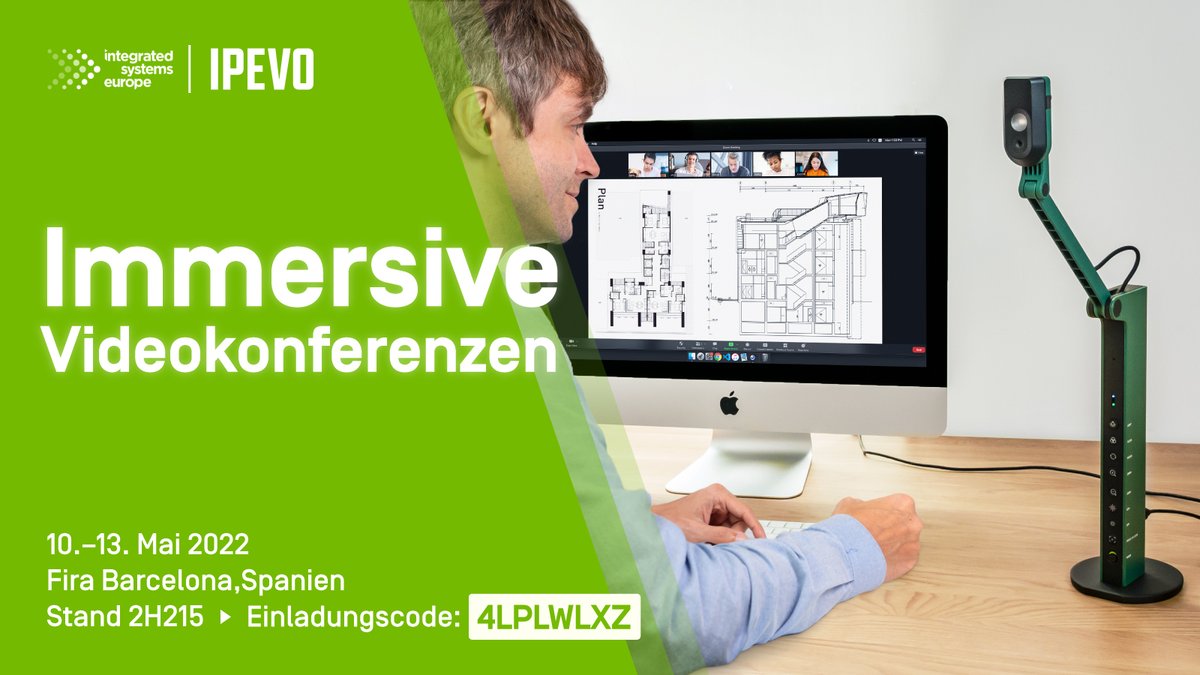 IPEVO wird sich auf der #ISE2022 präsentieren und einen völlig neuen Ansatz für immersive #Videokonferenzen vorstellen.

Registrieren Sie sich loom.ly/YGG9fOQ, um mit dem Einladungscode 4LPLWLXZ kostenlosen Zutritt zur #ISE2022 zu erhalten.

Bis bald in Barcelona!
