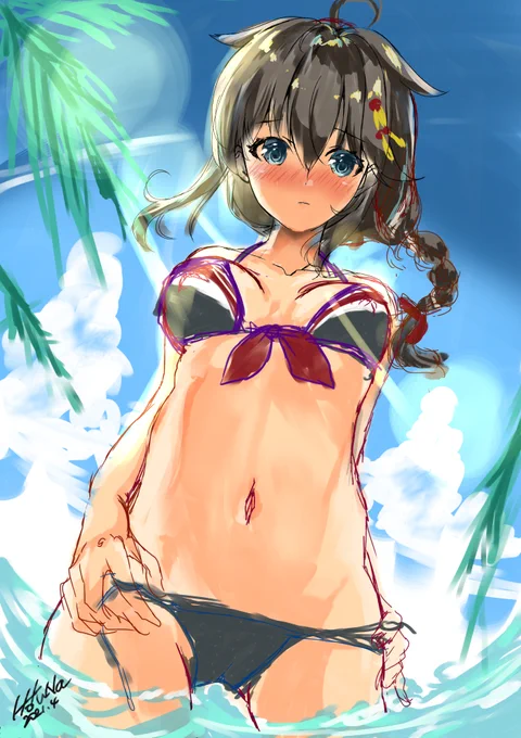 「今日は海で泳ぎたいくらい暑いね…あ…ちょっと気が早すぎたかな…」 