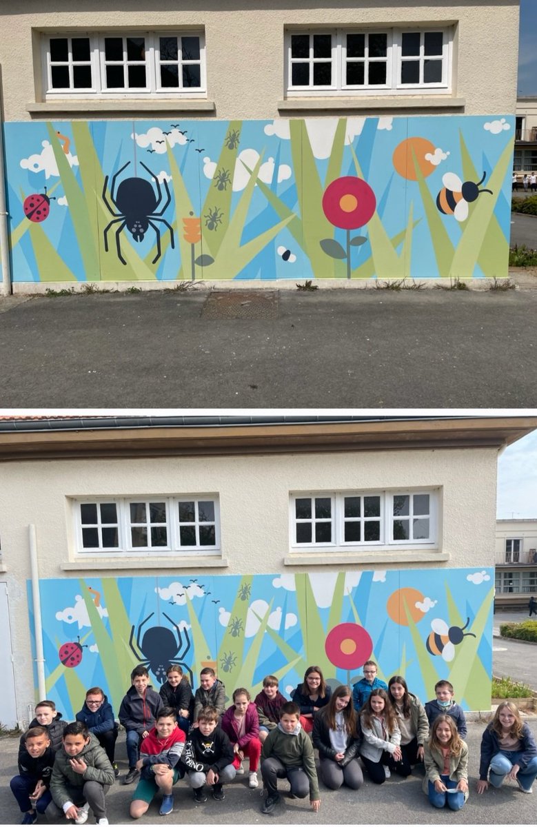 NadiaMenacer's tweet photo. 🎨🖼🌱Fresque sur la #biodiversité réalisée par les élèves de l'école de #Pontfaverger @AcReims avec l'artiste Borja Sanchez. 
Bravo aux élèves et à cette dynamique équipe dirigée par @BriceDelicado👍 
#arts 
#EDD https://t.co/XfPEIxDigC