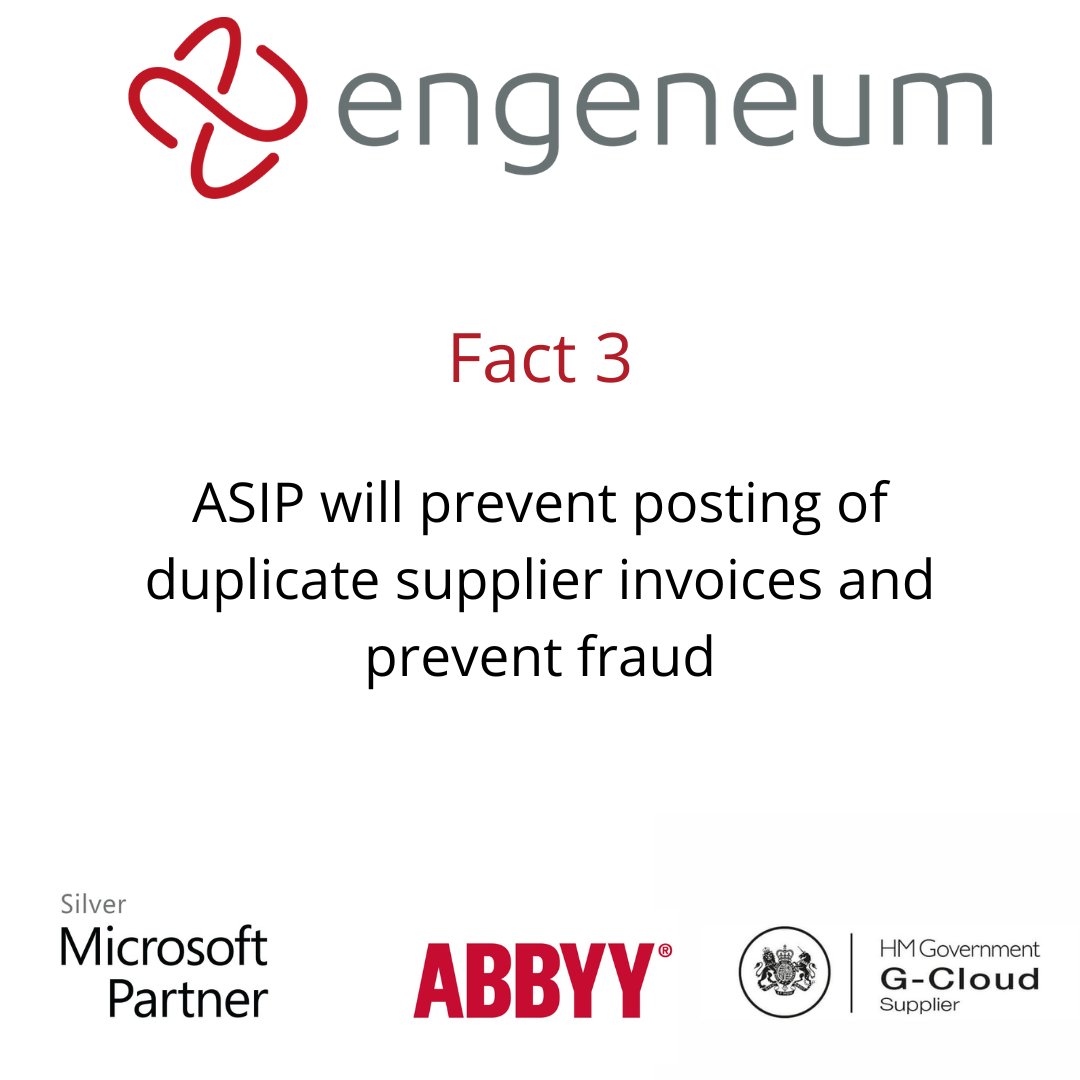 3️⃣  Fact 3 – #ASIP will prevent posting of duplicate invoices and prevent fraud!  Curious to find out how? Get in touch ️🤙🏽

#finance #invoiceprocessing #accountspayable #accountspayableautomation #invoiceapproval #supplier #invoice  #digitaltransformation 
<a href="/ABBYY_Software/">ABBYY</a>