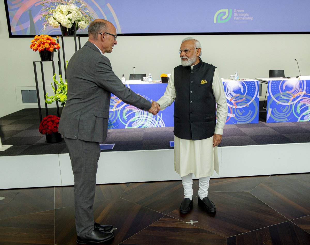 grundfos's tweet photo. Great to be part of the Indian PM’s visit to Denmark. Our chairman engaged in dialogue about how our energy and water efficient solutions can contribute to a greener future in India and to Mr. Modi’s ambition of ensuring water access to all households by 2024. https://t.co/9PW48kpvg0
