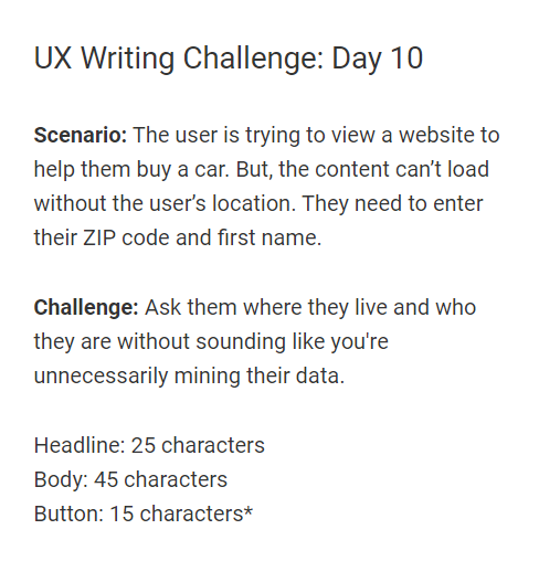 _miiishh's tweet photo. Showing this pop-up when the user is unable to find the perfect car dealer will be a good example of UX. At that time the user will be actively ready to share their information.

@dailyuxwriting 
#UXWriting #UX #DailyUXWriting #Microcopy https://t.co/zyiRbK5pT9