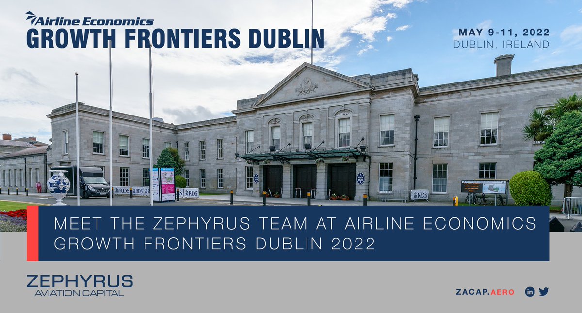 The <a href="/ZACapAero/">Zephyrus Aviation Capital</a> team will be attending next week’s <a href="/eAviationNews/">Airline Economics</a> #GrowthFrontiers in #Dublin, the largest reunion of #aviationfinance decision-makers since the onset of the COVID-19 pandemic. #aircraftleasing #aviation #airlineindustry #AirlineEconomics #pandemicrecovery #EMEA