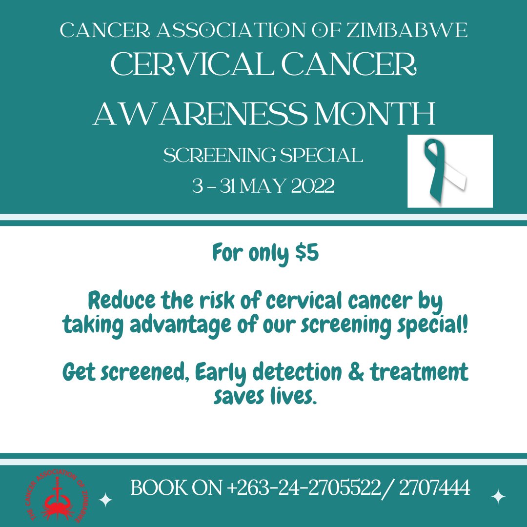 #CervicalCancerAwareness #CervicalCancerScreening #EarlyDetectionAndTreatmentSavesLives. Special available in Harare only.
